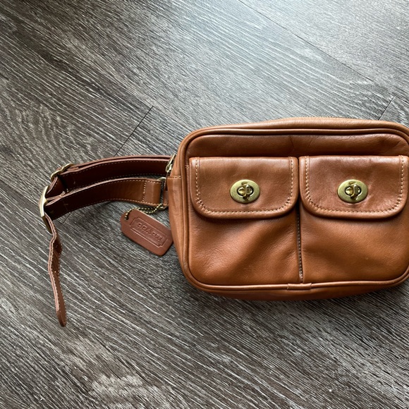 RARE Vintage Coach Pocket Waist Pack Belt Bag Fanny Pack XS/S English Tan EUC - Picture 3 of 15